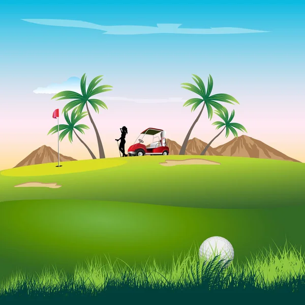 Illustrazione Vettoriale Campo Golf — Vettoriale Stock