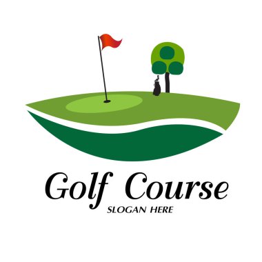 Reklam amaçlı golf logosu çizimi. Beyaz arkaplan.