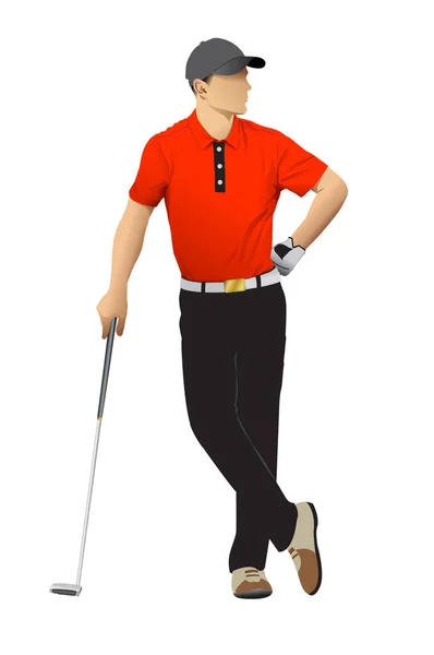 Golf Oyuncusu Adam Vektör Illüstrasyon Tasarımı — Stok Vektör