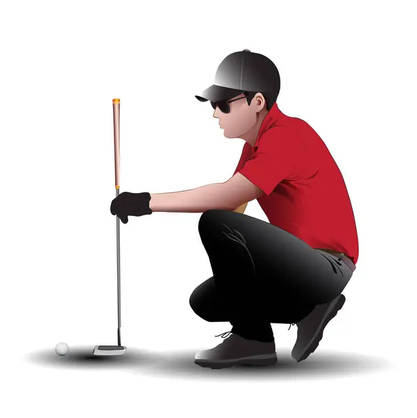 Vektorová Ilustrace Ukazující Mužský Golfista Švih — Stockový vektor