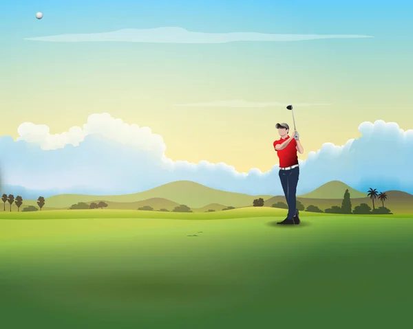 美丽的高尔夫球场景观可用作背景图片 — 图库矢量图片