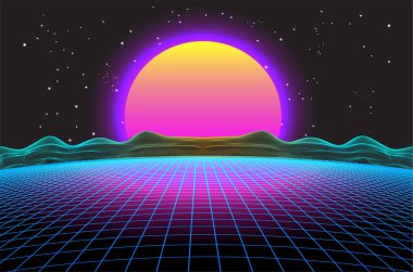 Gelecekteki siber manzaranın vektör illüstrasyonu.