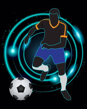 Futbol sporu vektör illüstrasyonu, neon ışıkları illüstrasyon biçimi.