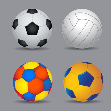 Çeşitli futbol toplarının vektör illüstrasyonu.