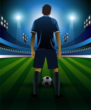 Sahada şiddetle rekabet ederken futbolun vektör çizimi.