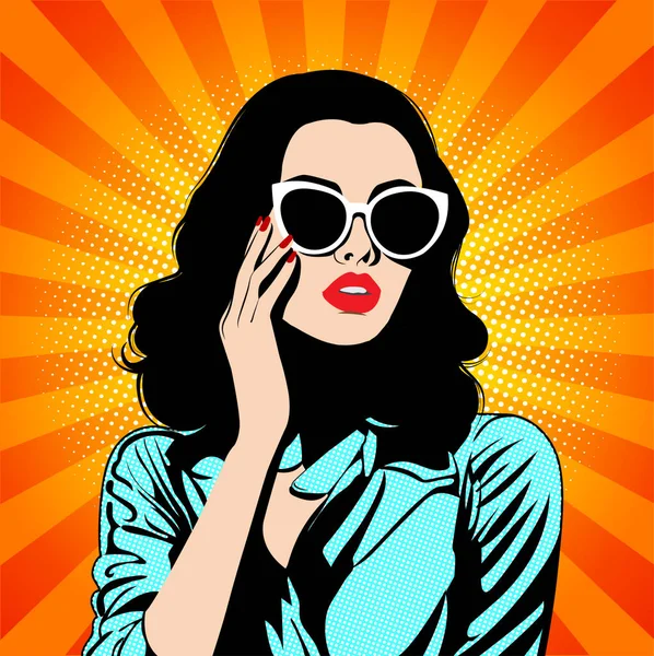 Gözlük takan çalışan bir kadının vektör çizimi.