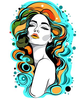 Sanatçı genç bir kadının vektör çizimi