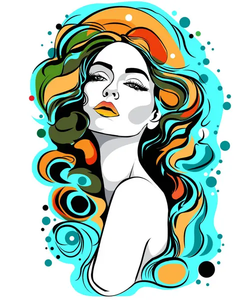 Sanatçı genç bir kadının vektör çizimi