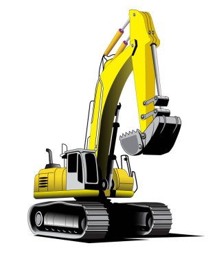 Beyaz arkaplandaki sarı yükleyicinin vektör çizimi.