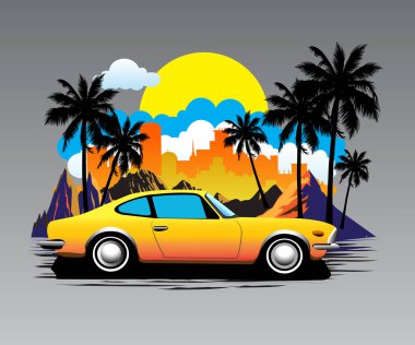 Dolunay gecesi doğal manzaranın vektör çizimi.