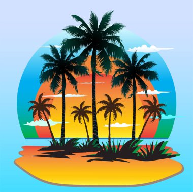 Güzel bir deniz manzarasının vektör çizimi, rahatlatıcı bir atmosfer..