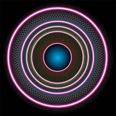 Vektör resmi, arkaplan, çember çizgileri, siyah arkaplan.