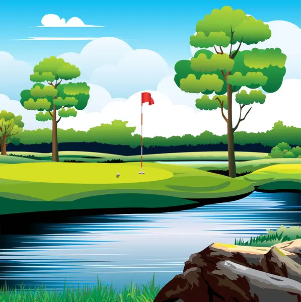 Golf sahası siluet vektör çizimi.