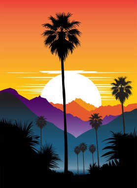 Güzel doğal manzaranın vektör çizimi.