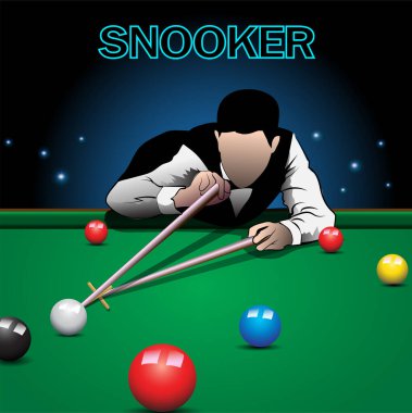 Bilardo oynarken vektör illüstrasyonu.
