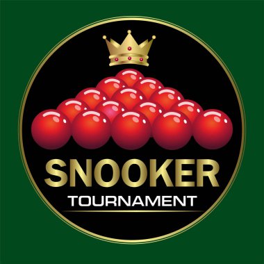 Yeşil masadaki renkli topların Snooker poster tasarımı. Vektör snooker spor oyunu.