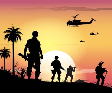 Devriye görevindeki bir askerin vektör çizimi.