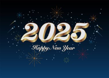 Yeni Yıl 2025 Altın Arkaplan Festivalsel Tasarım Şablonu Tatil Kartı Davet Posteri Takvimi Vektör İllüstrasyonu