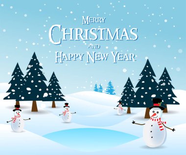 Noel görünümü vektör illüstrasyonu ve kardan adam.