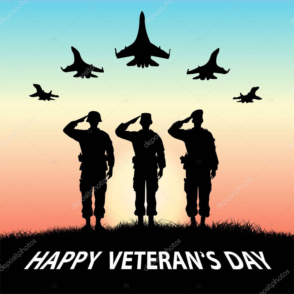 Vector illustration of International Veterans Day after World War II.