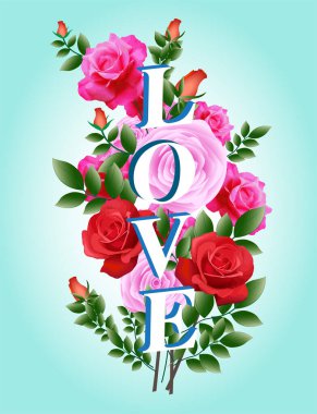 Sevgililer Günü 'nde aşkın gül sembolünün vektör çizimi.