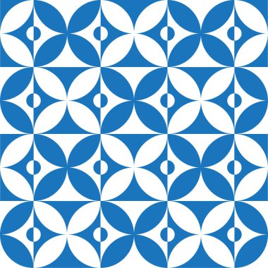 Mavi Mona 'daki kare ve dairelerin geometrik çizimi.