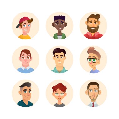 Modern düz çizgi film tarzında erkek avatarı. Vektör illüstrasyonu