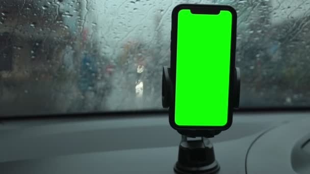 Tela Verde Smartphone Carro Telefone Carro — Vídeo de Stock
