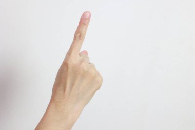 Beyaz arkaplanda el izole 