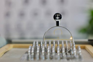 Göz muayenesi, gözlük lensi, göz testi için gözlük lensi. 