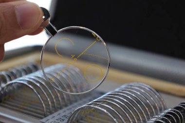 Göz muayenesi, gözlük lensi, göz testi için gözlük lensi. 