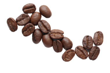 Kahverengi kahve çekirdekleri beyaz arka planda izole edilmiş. 