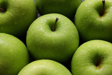 Damlalı yeşil elma meyvesi 