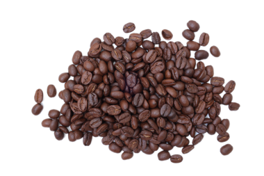 Kahve çekirdekleri, beyaz arka planda fasulye. 