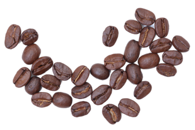 Kahve çekirdekleri, beyaz arka planda fasulye. 