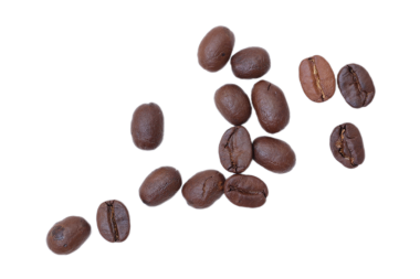 Kahve çekirdekleri, beyaz arka planda fasulye. 