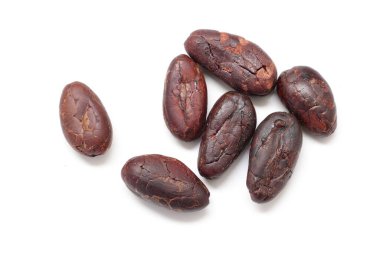 Kahverengi kavrulmuş kakao çekirdeğinden izole edilmiş. 