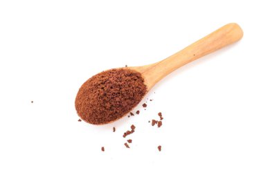 Beyaz arka planda izole kahve, iyi pişmiş kahve, kahve tozu.,