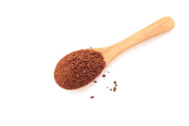 Beyaz arka planda izole kahve, iyi pişmiş kahve, kahve tozu.,