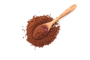 Beyaz arka planda izole kahve, iyi pişmiş kahve, kahve tozu.,