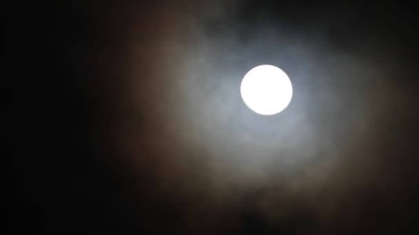 Super Luna Llena Con Nubes Oscuras Luna Llena Nubes Blancas — Vídeos de Stock