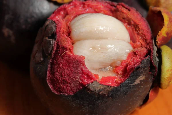 Lila Mangostanfrucht Mit Köstlichem Kern Krebsfrüchte — Stockfoto