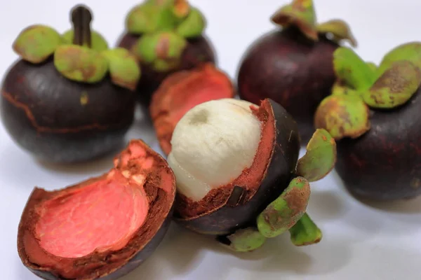 Purple Mangosteen Fruit Juicy Core Cancer Prevention Fruits — Stock Photo, Image