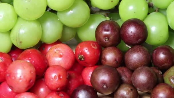 Συλλογή Φρούτων Συλλογή Ώριμων Φρούτων Σταφύλια Για Υγιεινό Πρόγραμμα Διατροφής — Αρχείο Βίντεο