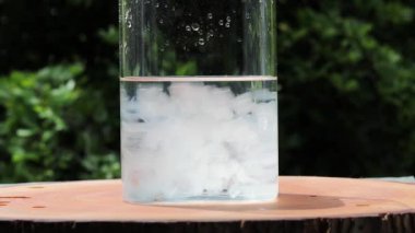 Vera Teyze içki içiyor. Vera Teyze 'yi suya atmak. Bitkisel Aloe Vera dilimlerle içer. Aloe Vera 'nın Yavaş Hareketi Damlayan Suyla Dilimler.