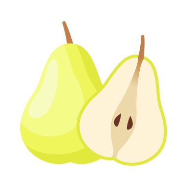 Nashi Pear Fruit Düz Tasarım Vektör İllüstrasyonu Beyaz Arkaplanda İzole Edildi.