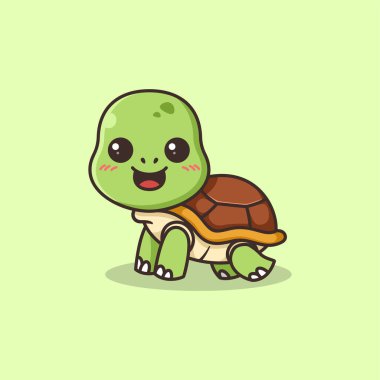 Şirin kaplumbağa karikatür vektör çizimi