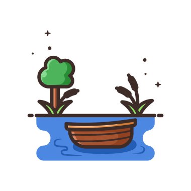 Plaj Çizgi Filmi Simge Vektör İllüstrasyonu - Beyaz Arkaplanda İzole Edildi.