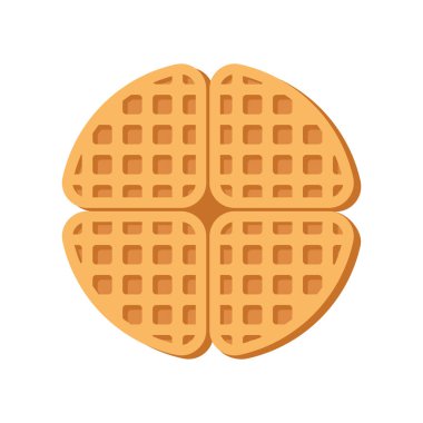 Waffle Vektörünün Düz Çizimi. Günlük Gıda ve İçecekler Çizimi.