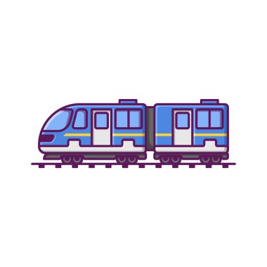 Tren Çizgi Filmi Vektör İllüstrasyonu - Beyaz Arkaplanda İzole Edildi.